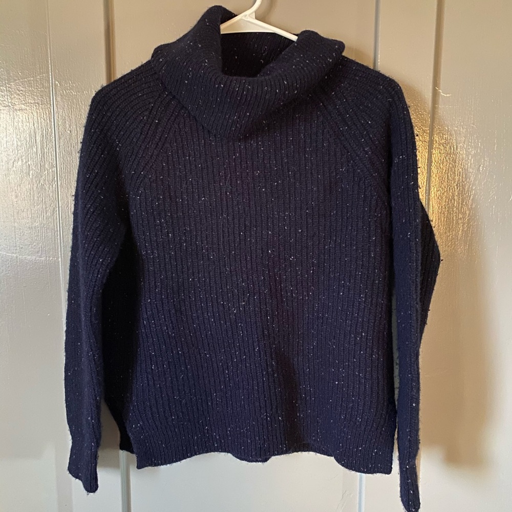 Thick wool and nylon fold over turtle neck sweater